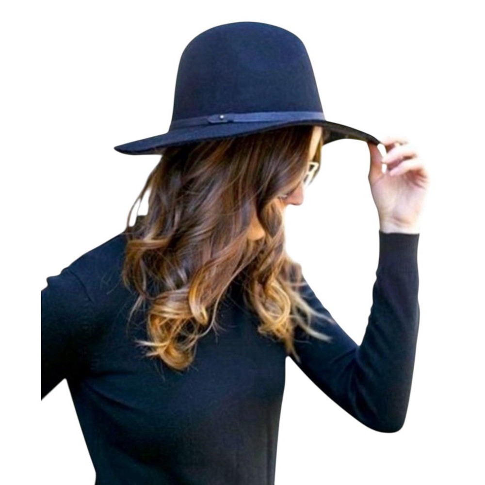 Banana Republic Andrea Felt Hat 100% Wool Black Size S/M Fedora Boho Academia